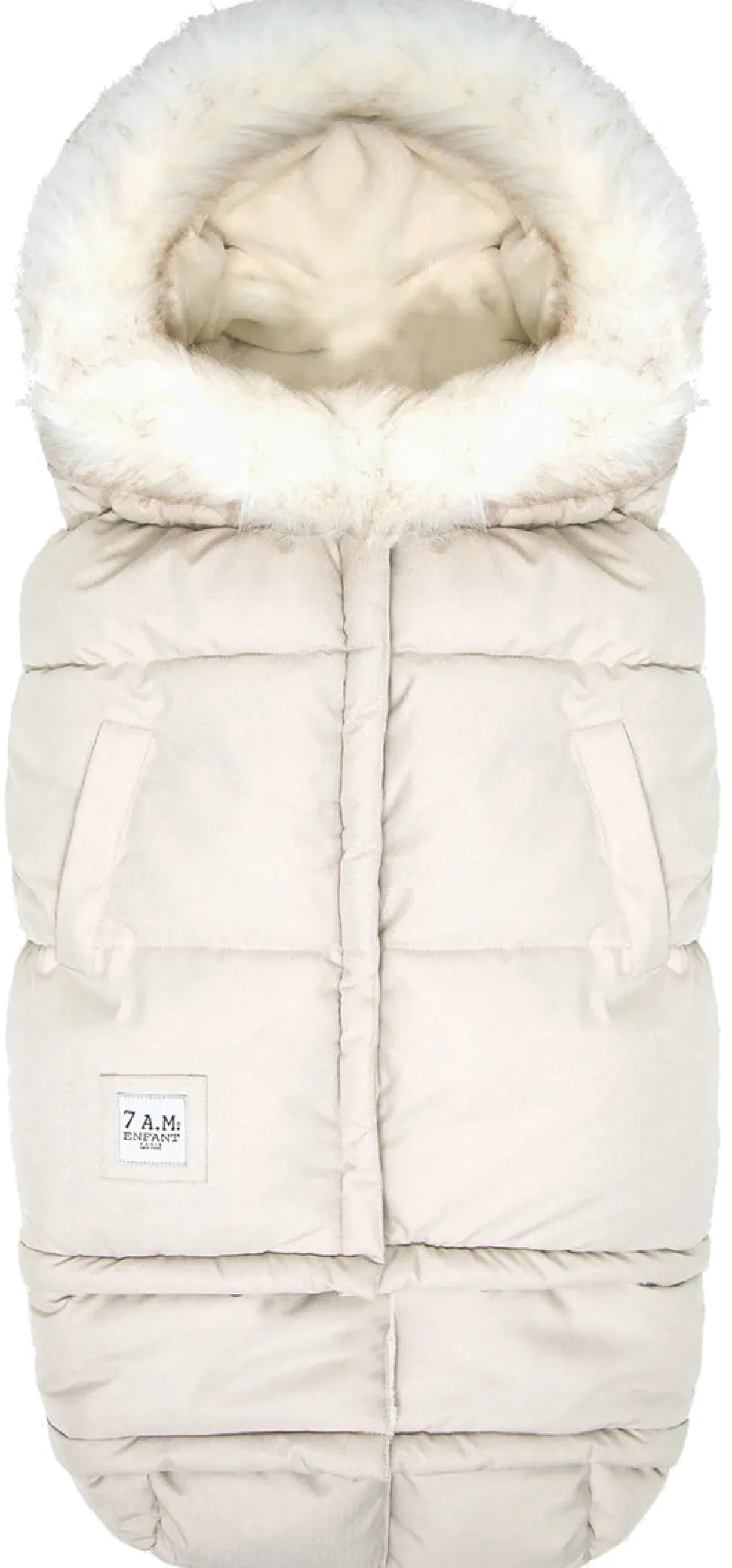 7 A.M. Enfant Blanket 212 Evolution Tundra Footmuff - Heather Beige / White Faux Fur