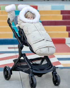 7 A.M. Enfant Blanket 212 Evolution Tundra Footmuff - Heather Beige / White Faux Fur