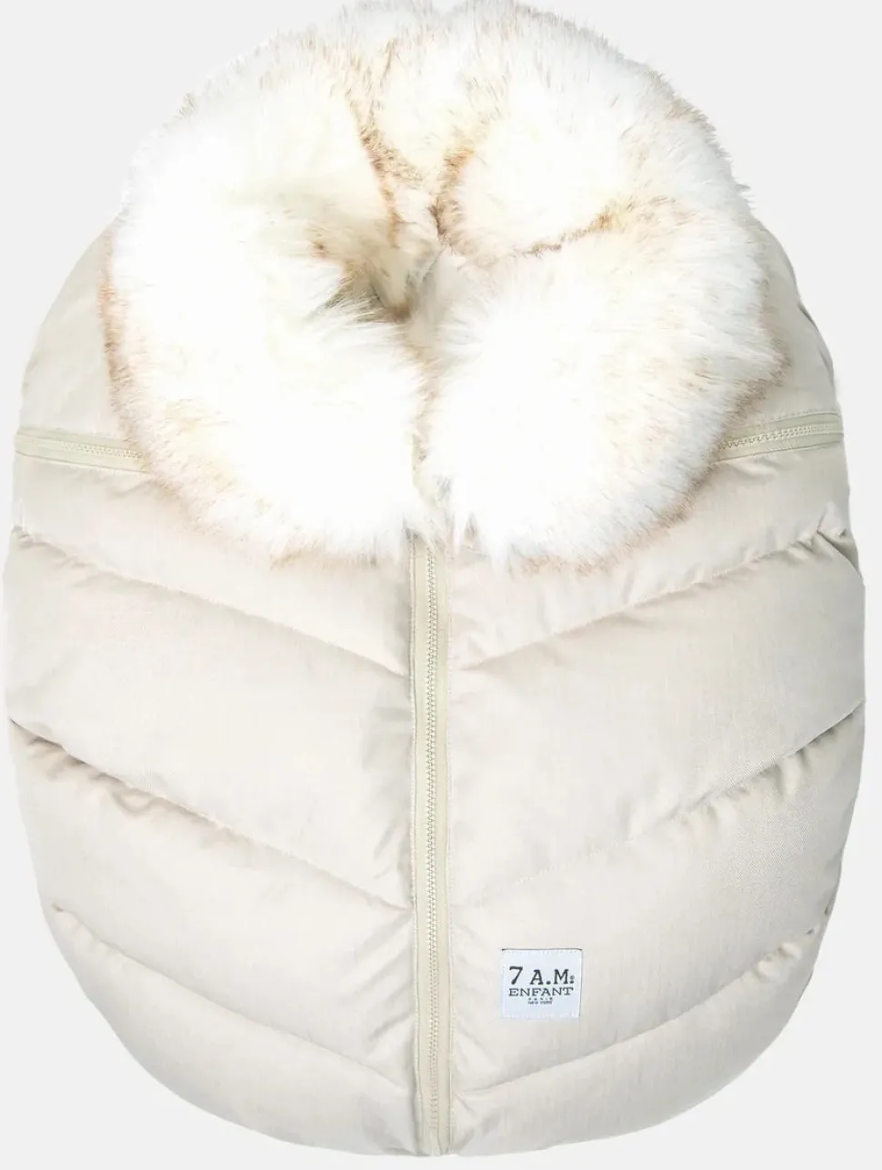 7 A.M. Enfant Car Seat Cocoon Tundra - Heather Beige / White Faux Fur