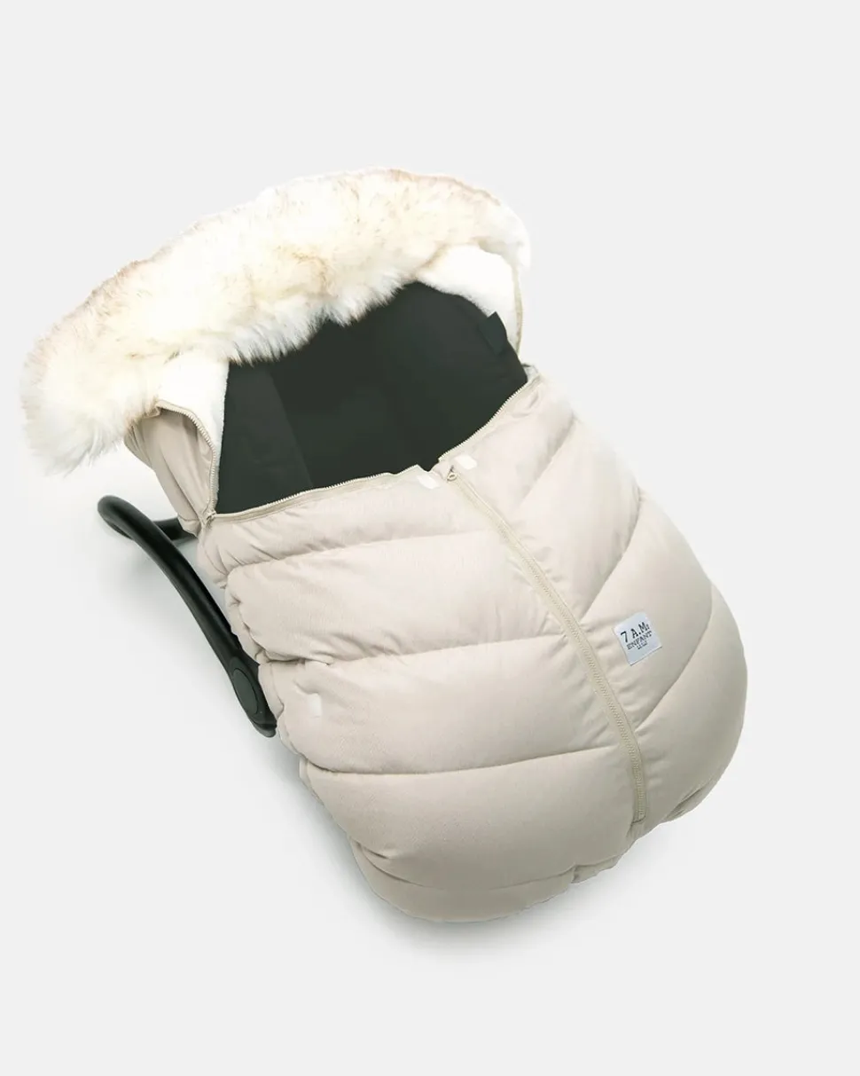 7 A.M. Enfant Car Seat Cocoon Tundra - Heather Beige / White Faux Fur