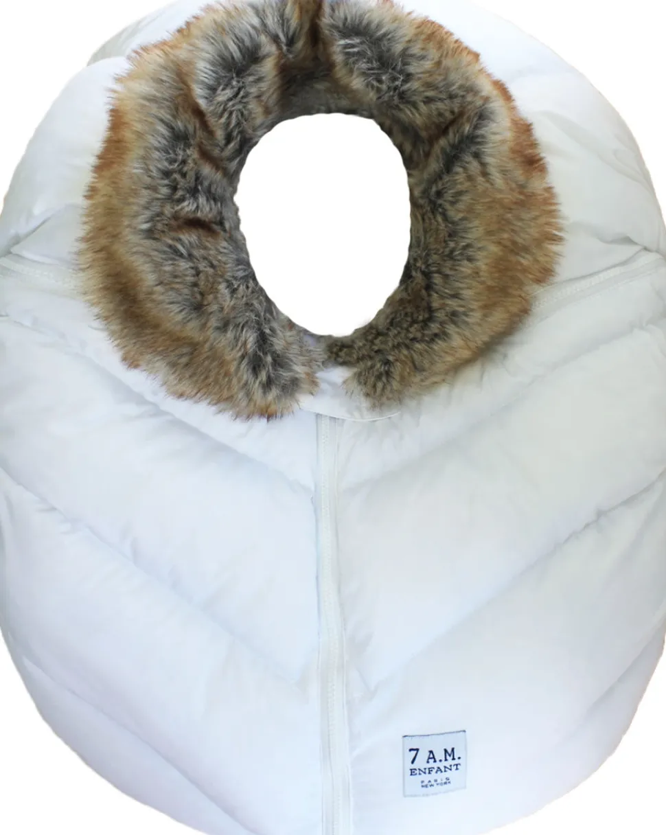 7 A.M. Enfant Cocoon Car Seat Cover - White Faux Fur