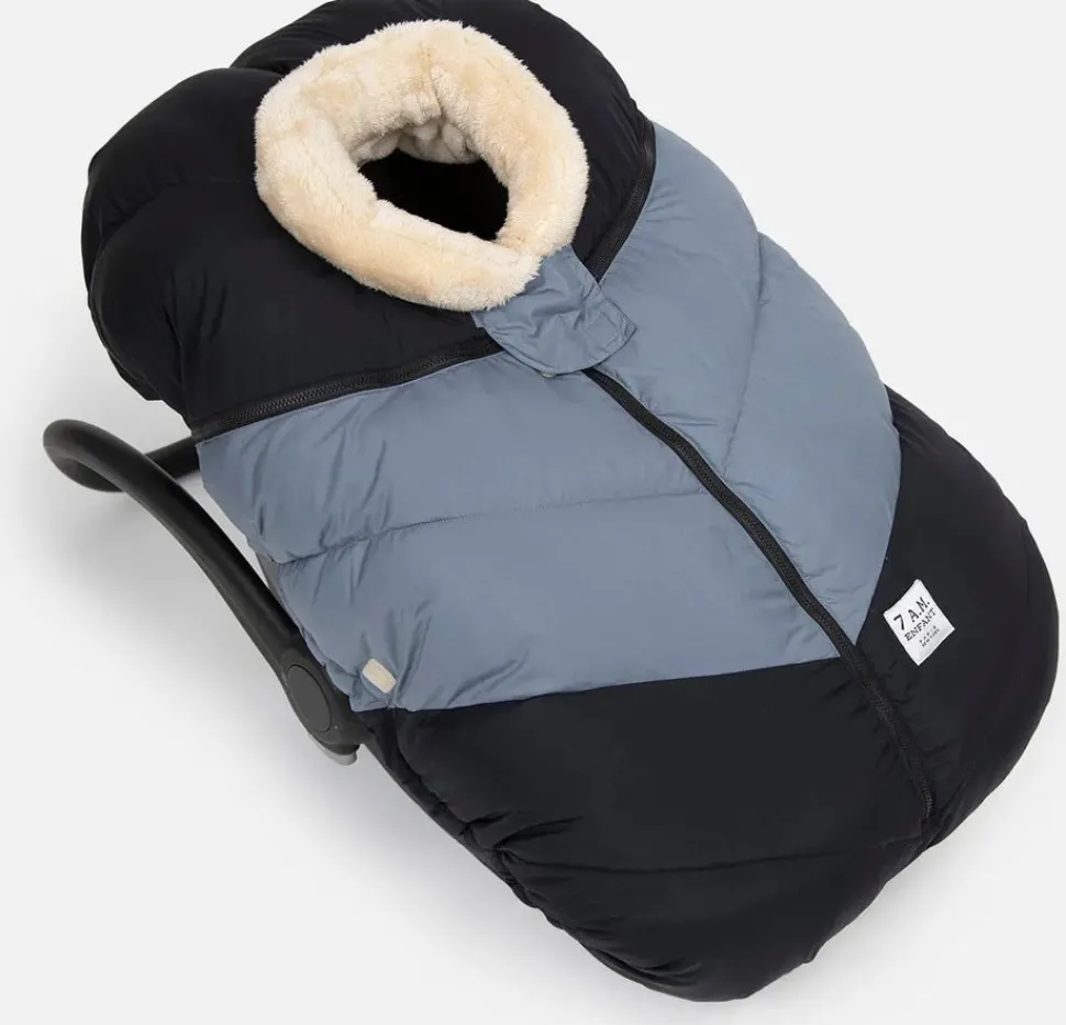 7 A.M. Enfant Cocoon Car Seat Cover - Black / Ash Blue
