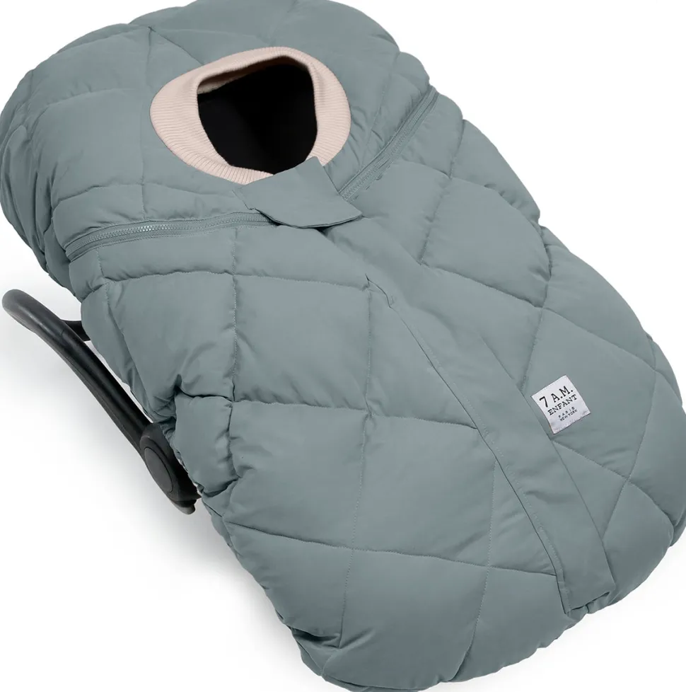7 A.M. Enfant Cocoon Car Seat Cover - Benji - Mirage Blue Quilted