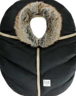 7 A.M. Enfant Cocoon Car Seat Cover - Black Faux Fur