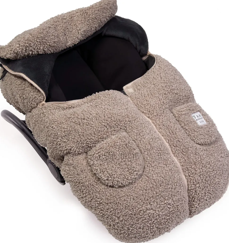 7 A.M. Enfant Cocoon Car Seat Cover - Teddy - Oatmeal Teddy