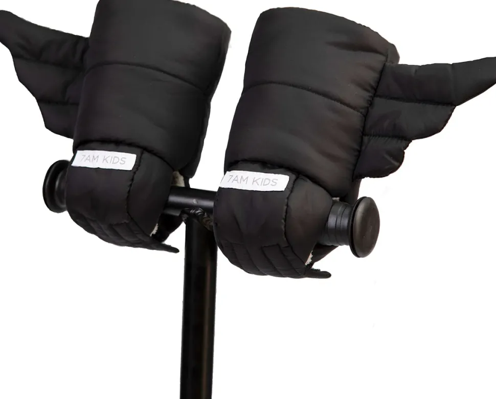 7 A.M. Enfant KIDS Warmmuffs - Wings - Black (2T-4T)