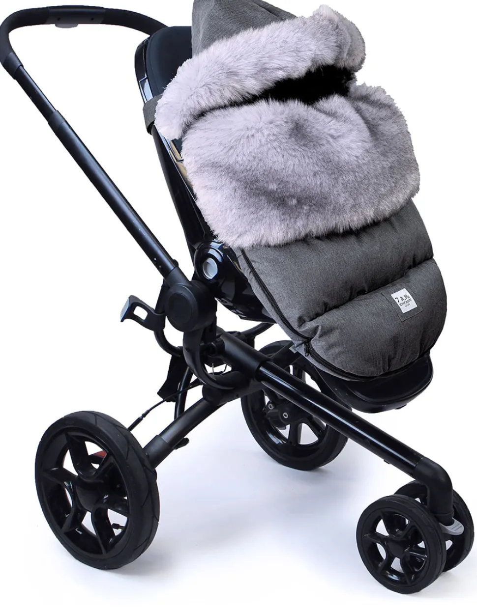 7 A.M. Enfant Plushpod Footmuff - Tundra - Heather Grey Dark - Arctic Faux Fur (0-18m)