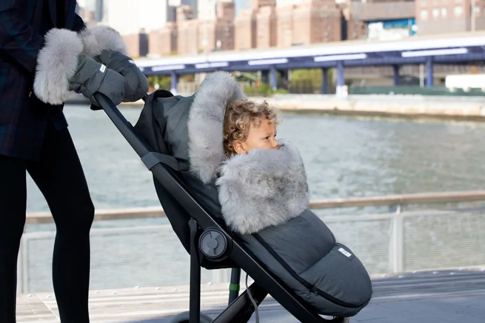 7 A.M. Enfant Plushpod Footmuff - Tundra - Heather Grey Dark - Arctic Faux Fur (0-18m)