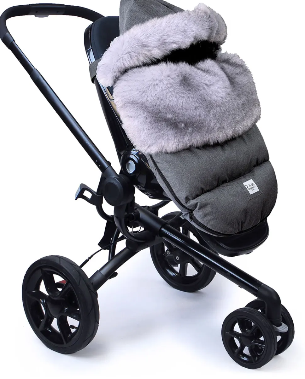7 A.M. Enfant Plushpod Footmuff - Tundra - Heather Grey Dark - Arctic Faux Fur (18m-3T)