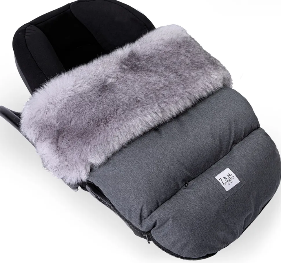 7 A.M. Enfant Plushpod Footmuff - Tundra - Heather Grey Dark - Arctic Faux Fur (18m-3T)
