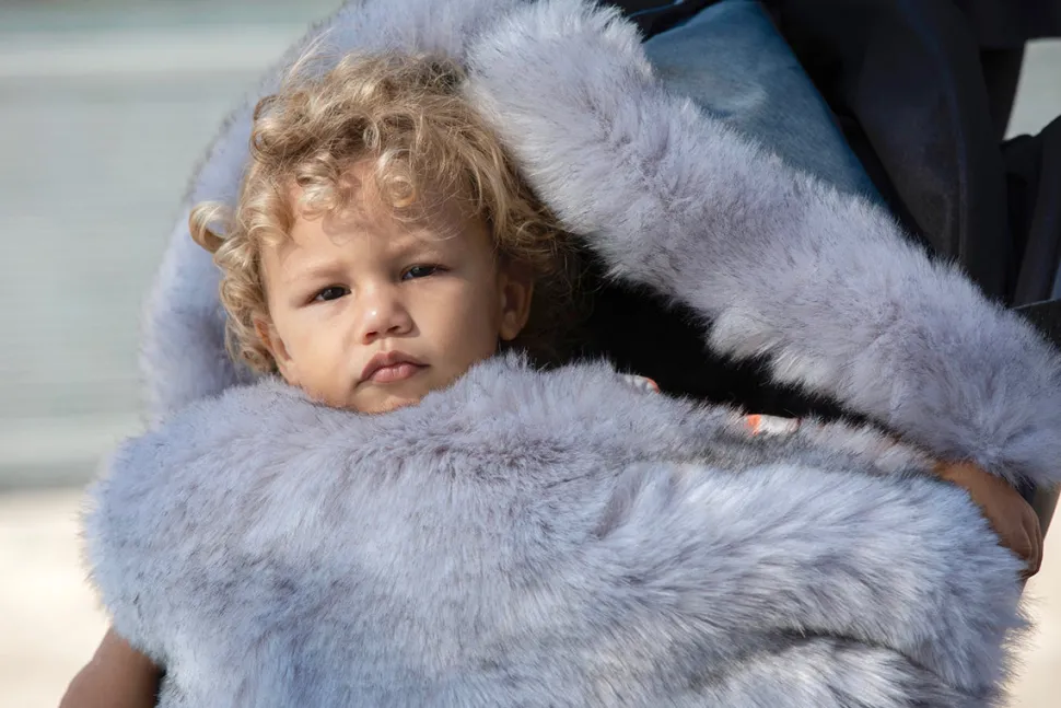 7 A.M. Enfant Plushpod Footmuff - Tundra - Heather Grey Dark - Arctic Faux Fur (18m-3T)