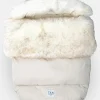 7 A.M. Enfant Plushpod Footmuff - Tundra Heather Beige / White Faux Fur (0-18m)