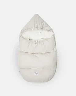 7 A.M. Enfant Plushpod Footmuff - Tundra Heather Beige / White Faux Fur (0-18m)