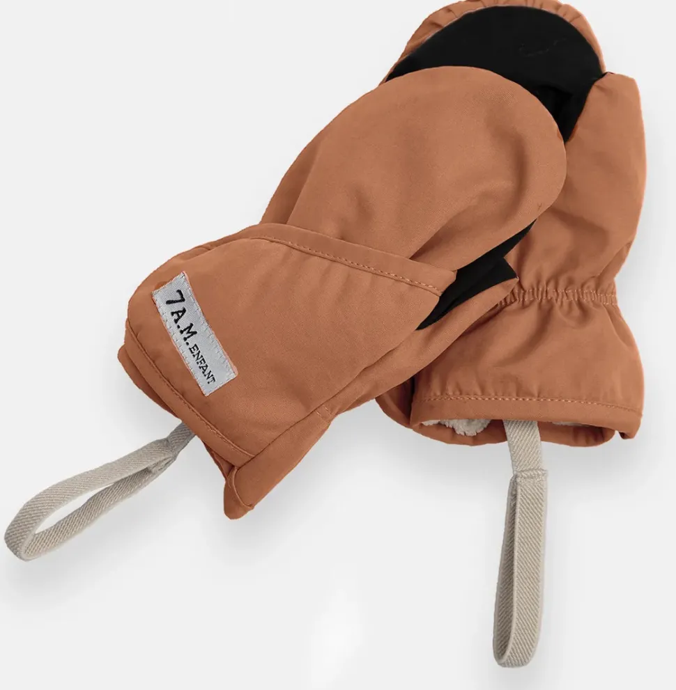 7 A.M. Enfant The Cub Mitten & Hat Set - Benji - Spice (12-18M)