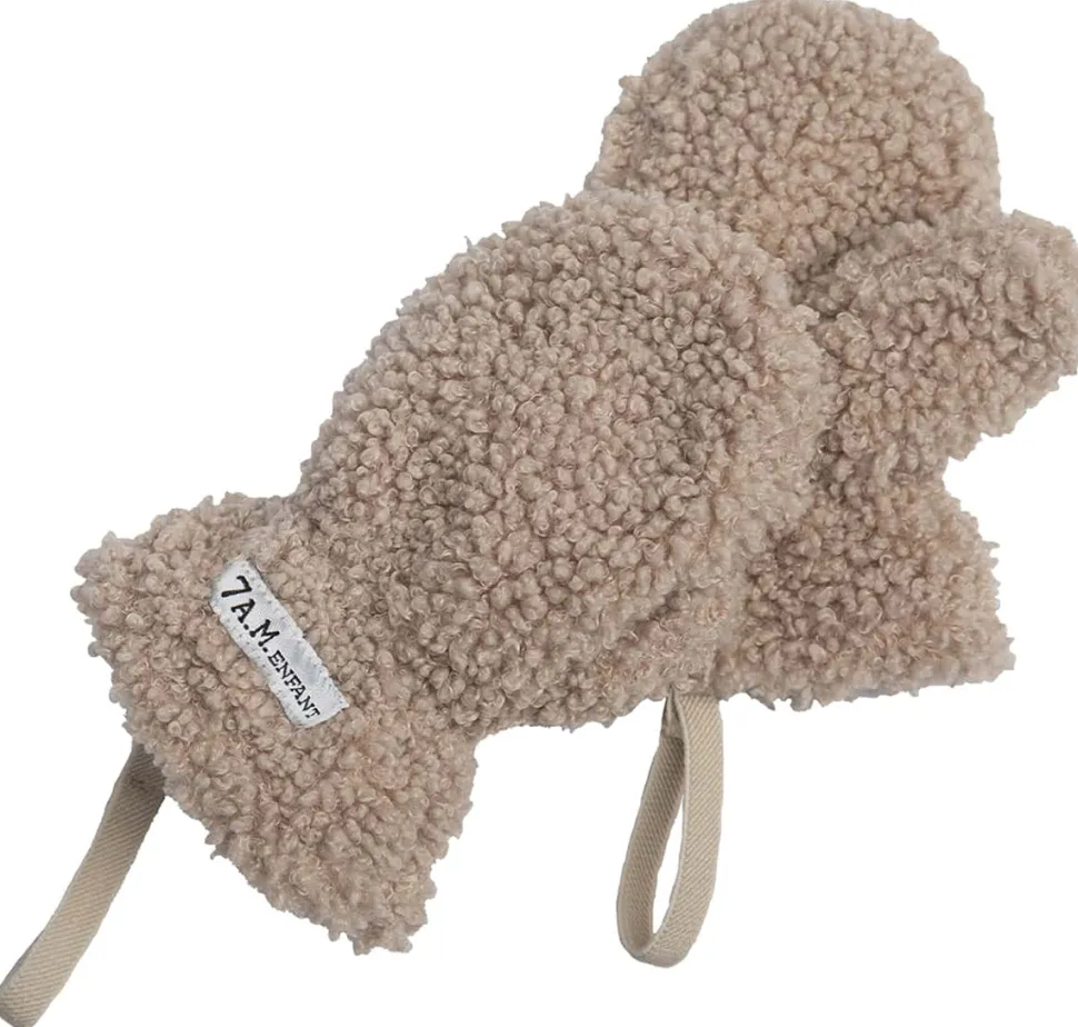 7 A.M. Enfant The Cub Mitten & Hat Set - Teddy - Oatmeal Teddy (6-12m)