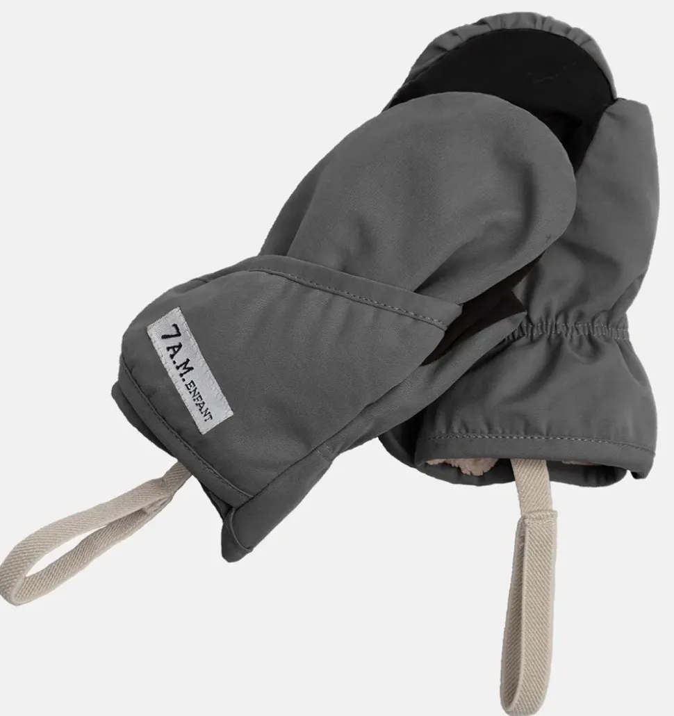 7 A.M. Enfant The Cub Mitten & Hat Set - Benji - Smokey (12-18M)
