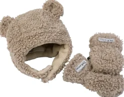 7 A.M. Enfant The Cub Mitten & Hat Set - Teddy - Oatmeal Teddy (0-6m)