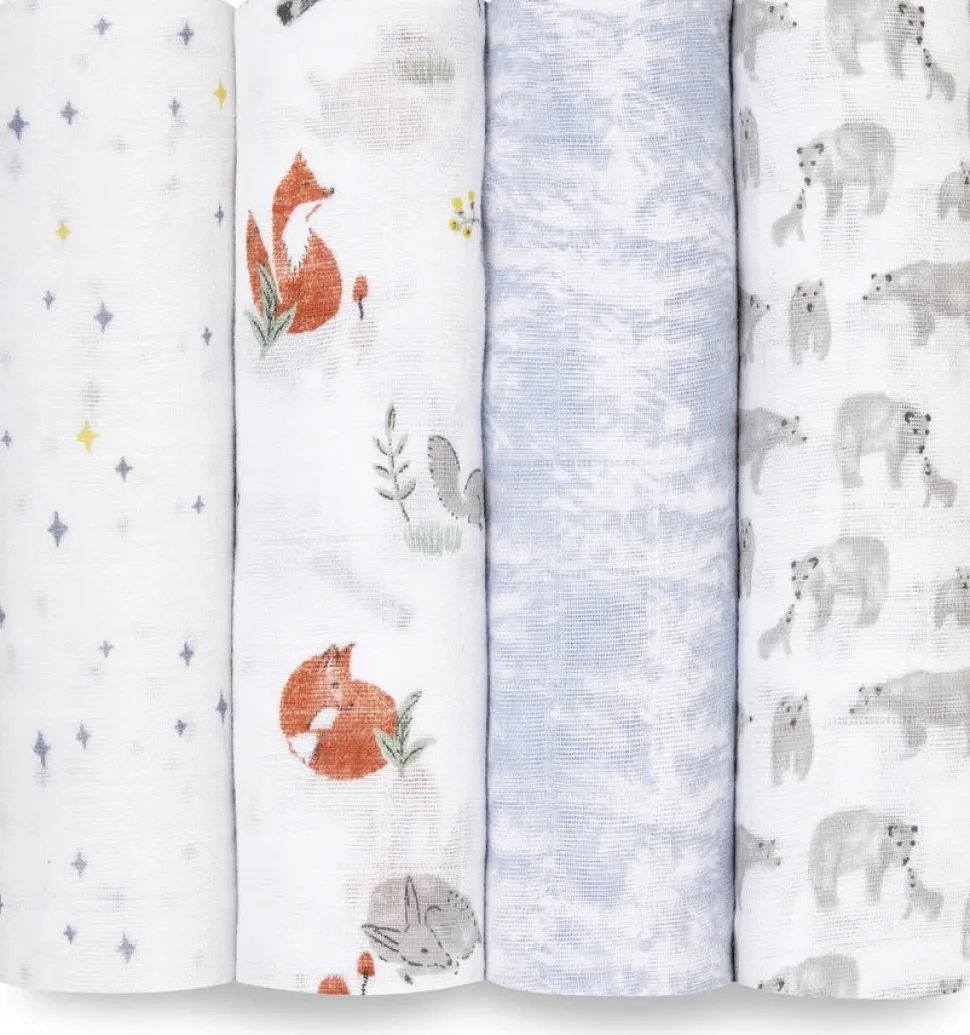 Aden + Anais Classic Swaddle Wraps, 4 Pack - Naturally