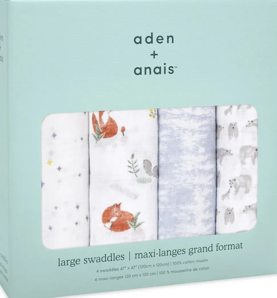 Aden + Anais Classic Swaddle Wraps, 4 Pack - Naturally