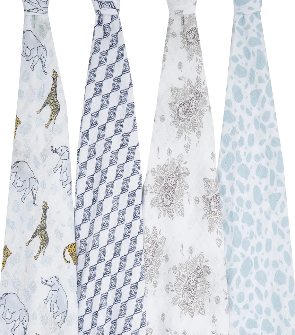 Aden + Anais Classic Swaddle Wraps, 4 Pack - Jungle