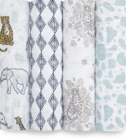 Aden + Anais Classic Swaddle Wraps, 4 Pack - Jungle