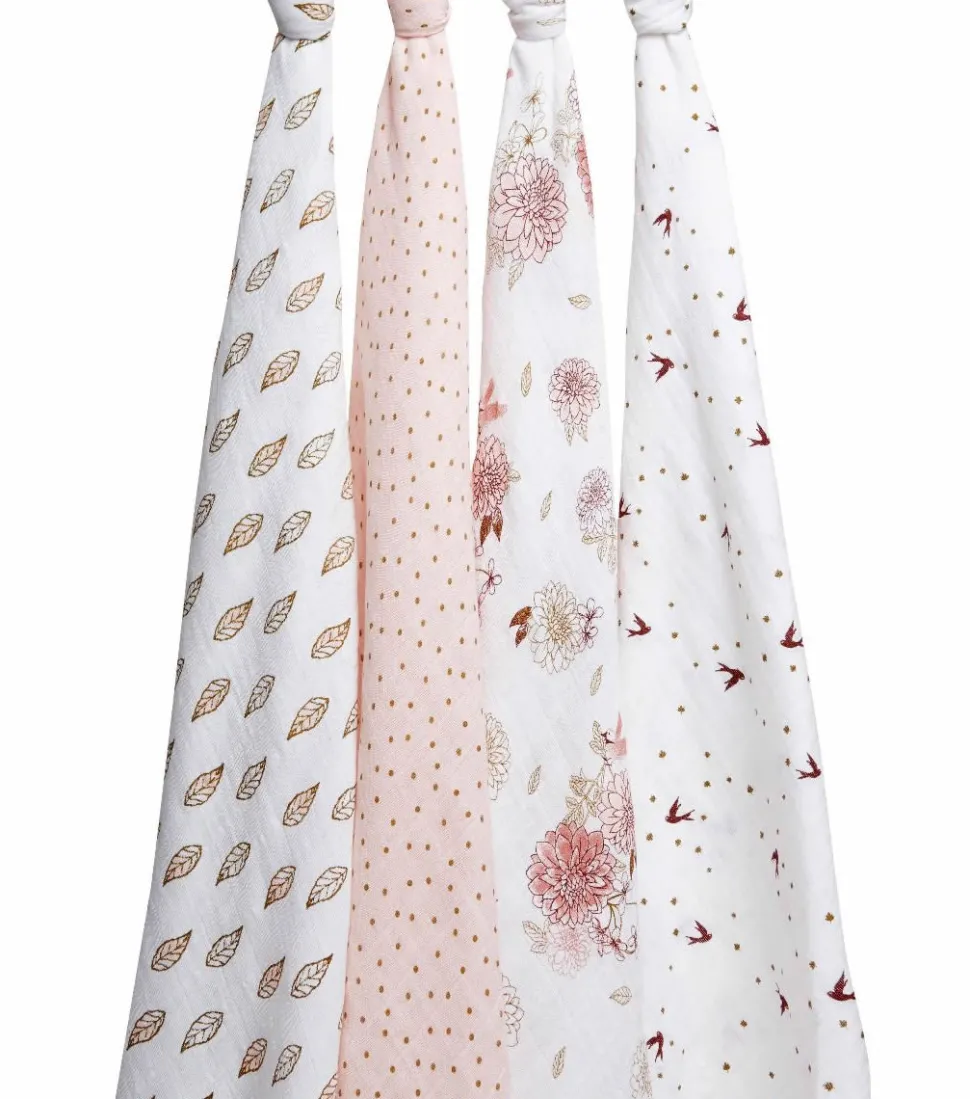 Aden + Anais Classic Swaddle Wraps, 4 Pack - Dahlias