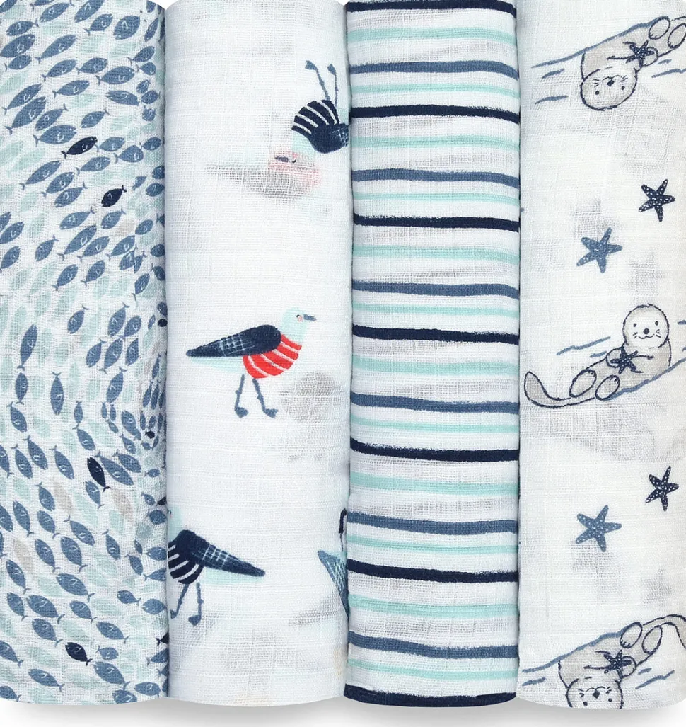 Aden + Anais Essentials Swaddle Wraps, 4 pack - Seashore