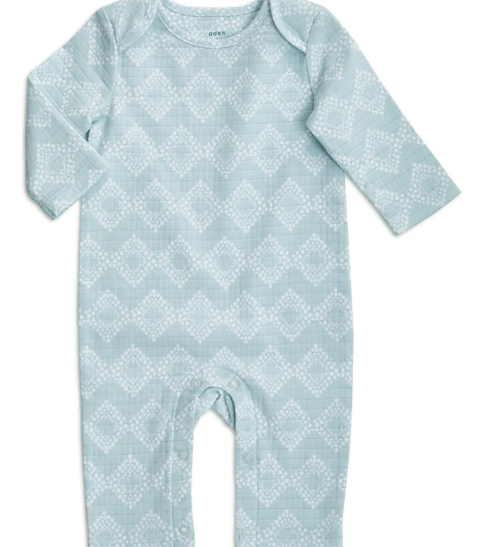 Aden + Anais Long Sleeve Coverall - Ziggy Geo, Blue (0-3 Months)