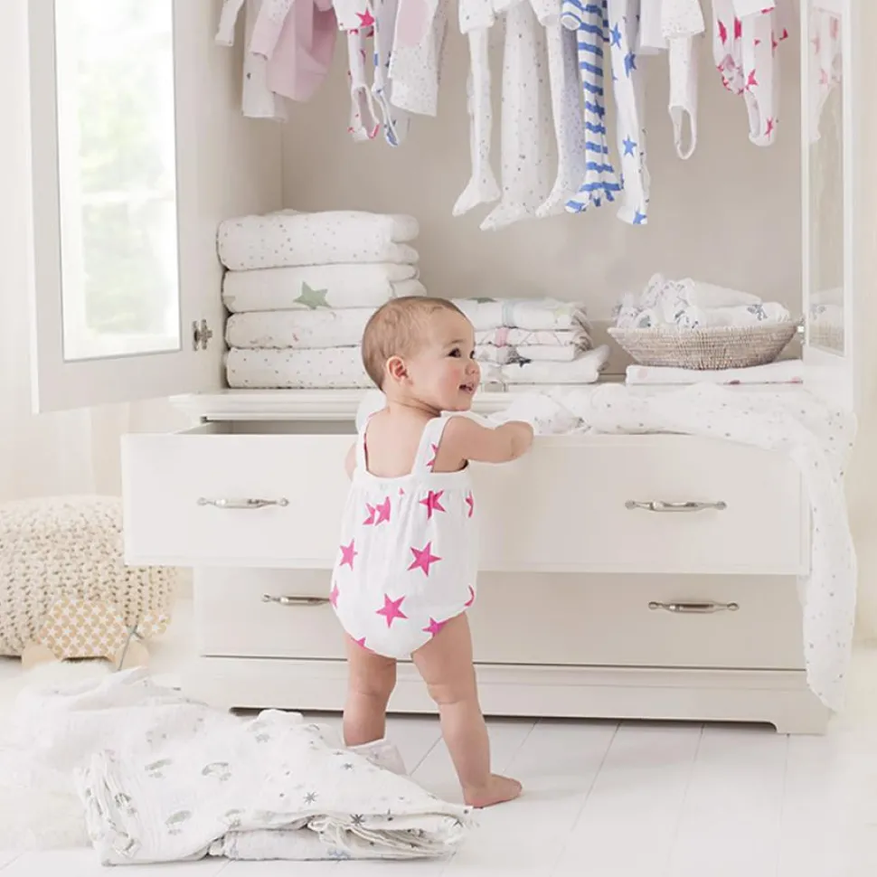 Aden + Anais Romper - Shocking Pink Star (9-12 Months)