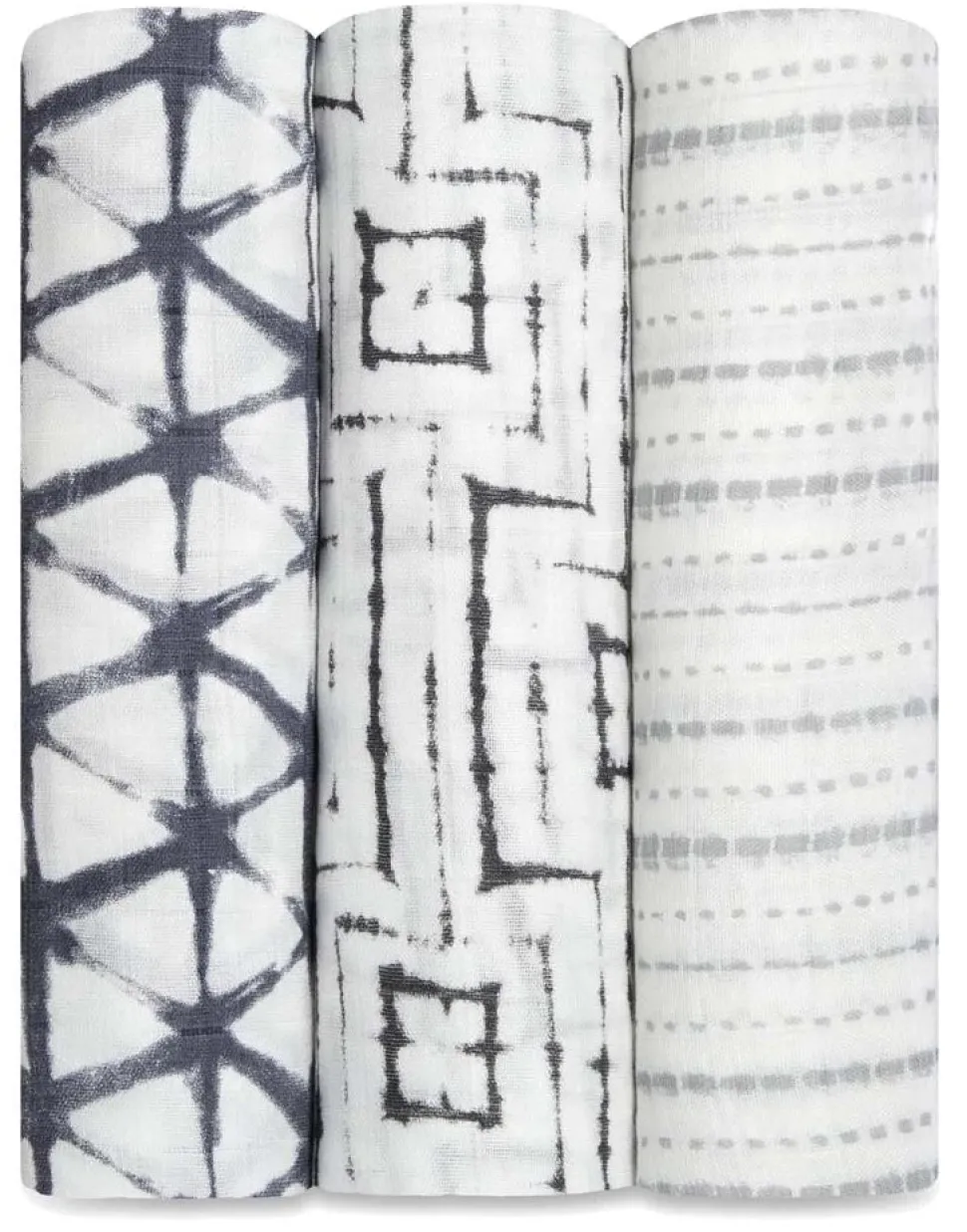 Aden + Anais Silky Soft Swaddles, 3 Pack - Pebble Shibori