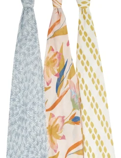 Aden + Anais Silky Soft Swaddles - 3-Pack - Marine Gardens