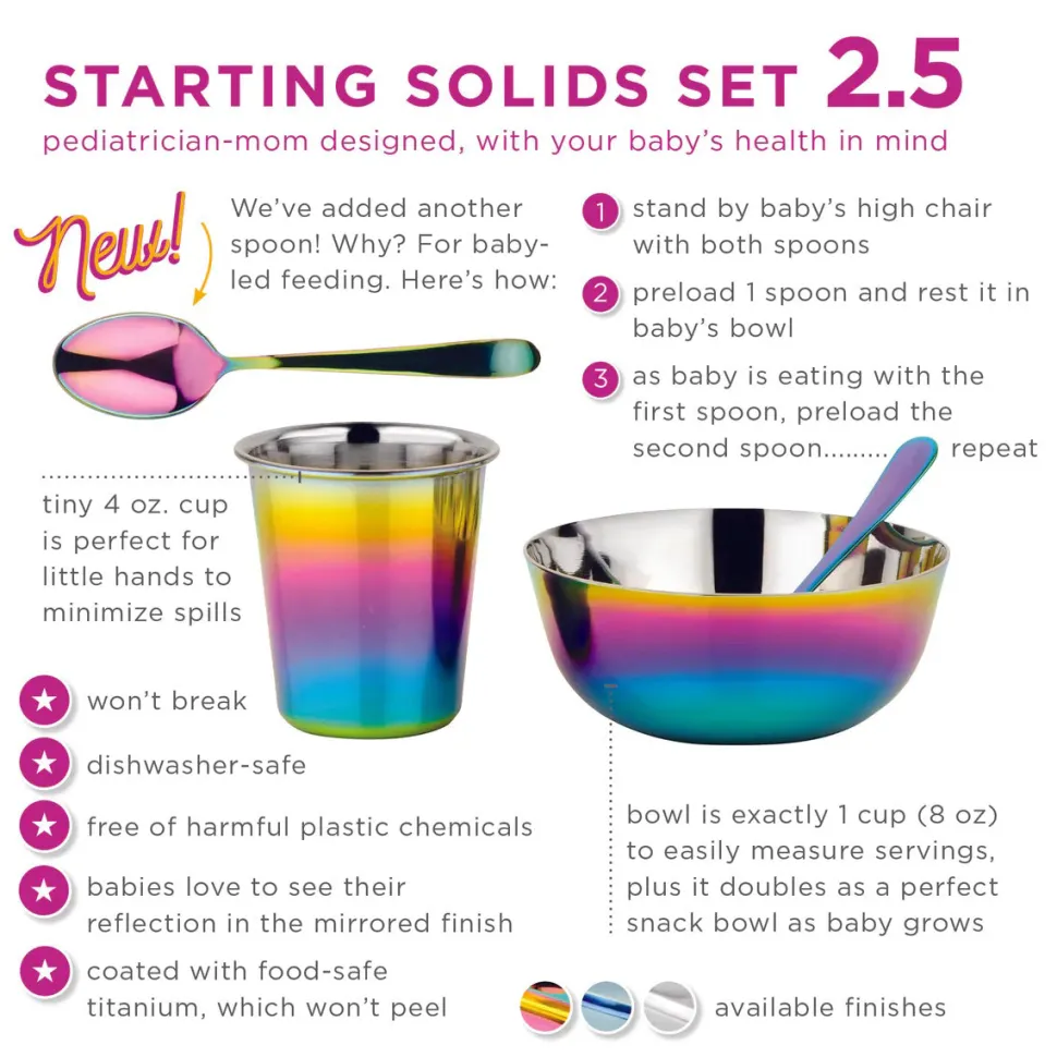 Ahimsa Stainless Steel Starting Solids Infant Set - Rainbow