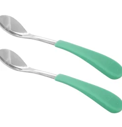 Avanchy Stainless Steel Infant Spoons, 2 Pack - Green