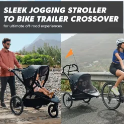 Baby Jogger City Prix Jogger + Bike Trailer + Weather Shield Bundle - Ambition Black