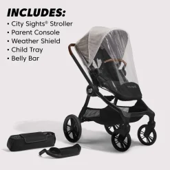 Baby Jogger City Sights Stroller + Accessory Bundle - Frosted Ivory