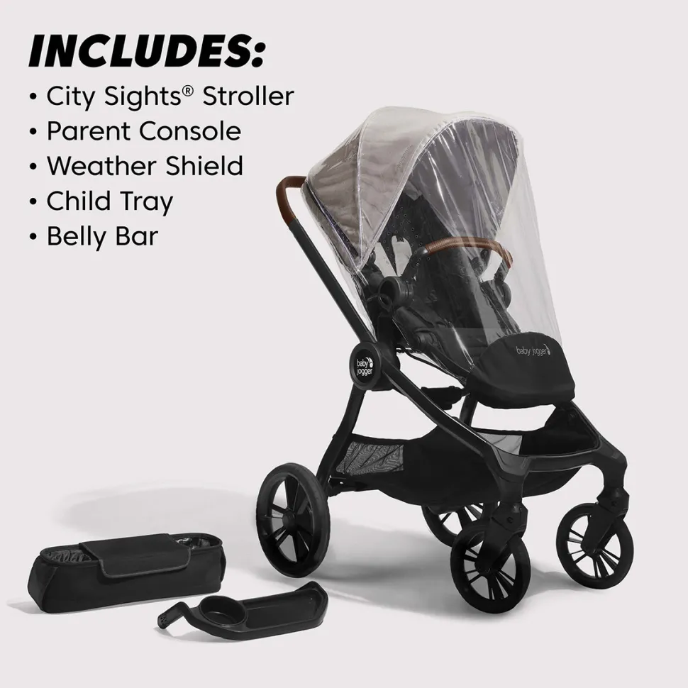 Baby Jogger City Sights Stroller + Accessory Bundle - Frosted Ivory
