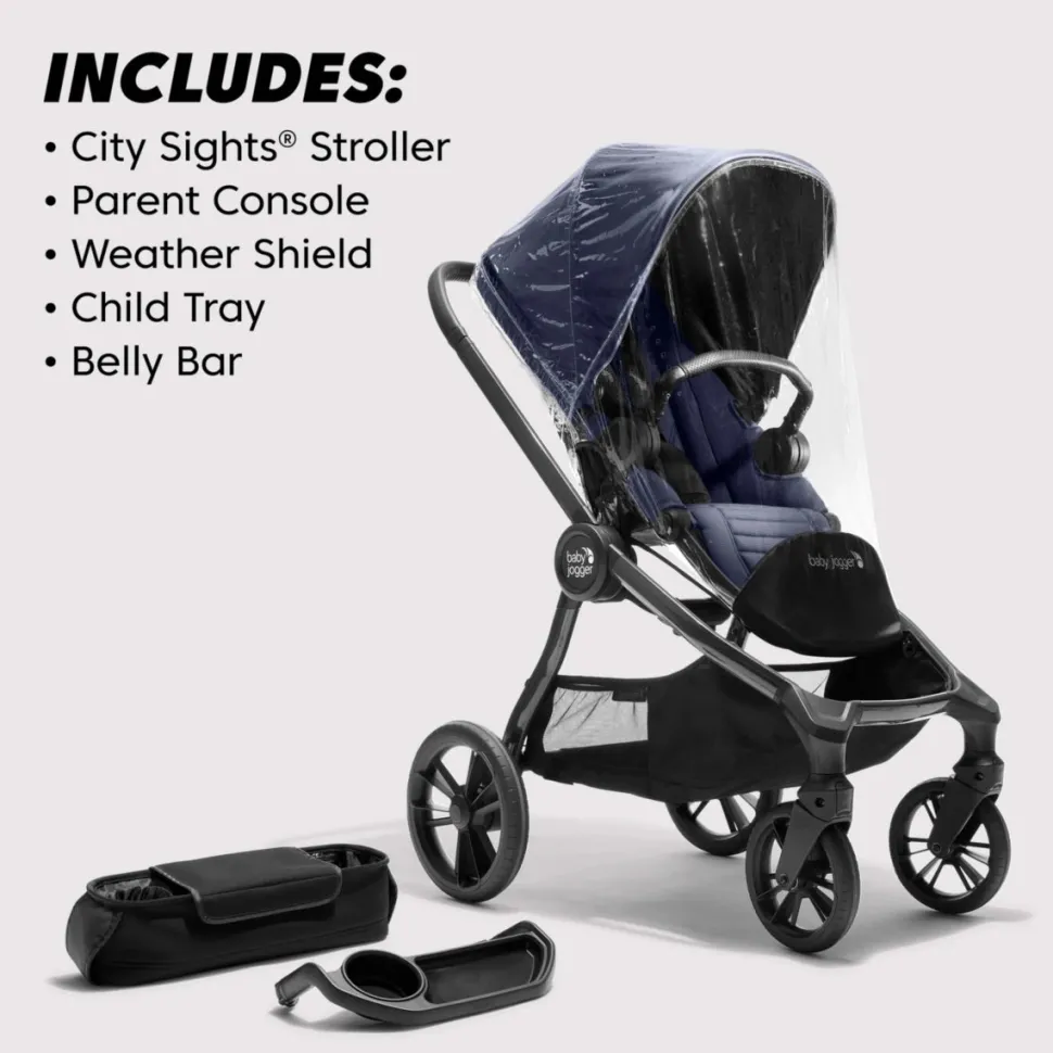 Baby Jogger City Sights Stroller - Commuter Bundle with Antimicrobial Fabric