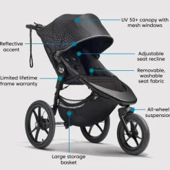 Baby Jogger Summit X3 Single Jogging Stroller - Midnight Black
