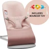 BabyBjorn Bouncer + Toy Bundle - Bliss (3D Jersey) Light Gray / Light Pink / Flying Friends