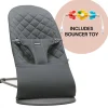 BabyBjorn Bouncer + Toy Bundle - Bliss (Quilted Cotton) Anthracite / Flying Friends