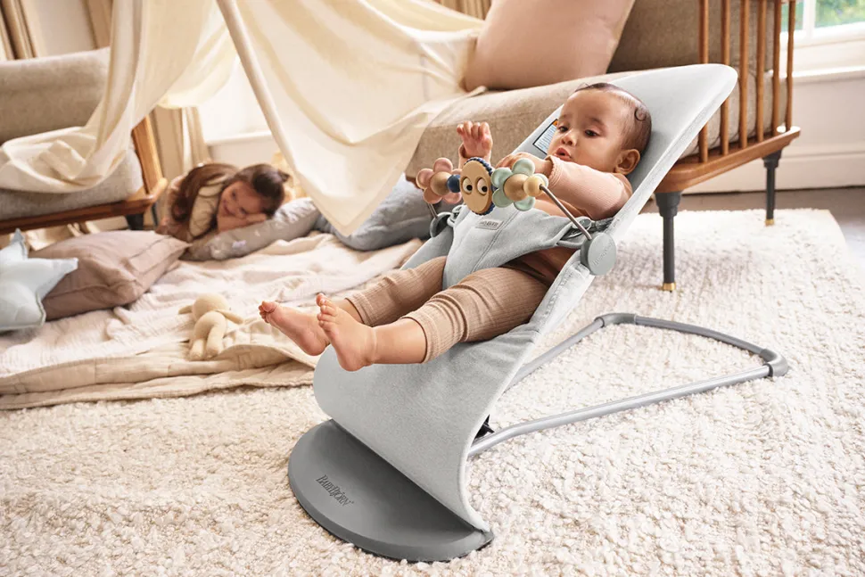 BabyBjorn Bouncer Bliss, Dark Gray Frame Woven Melange, Light Gray