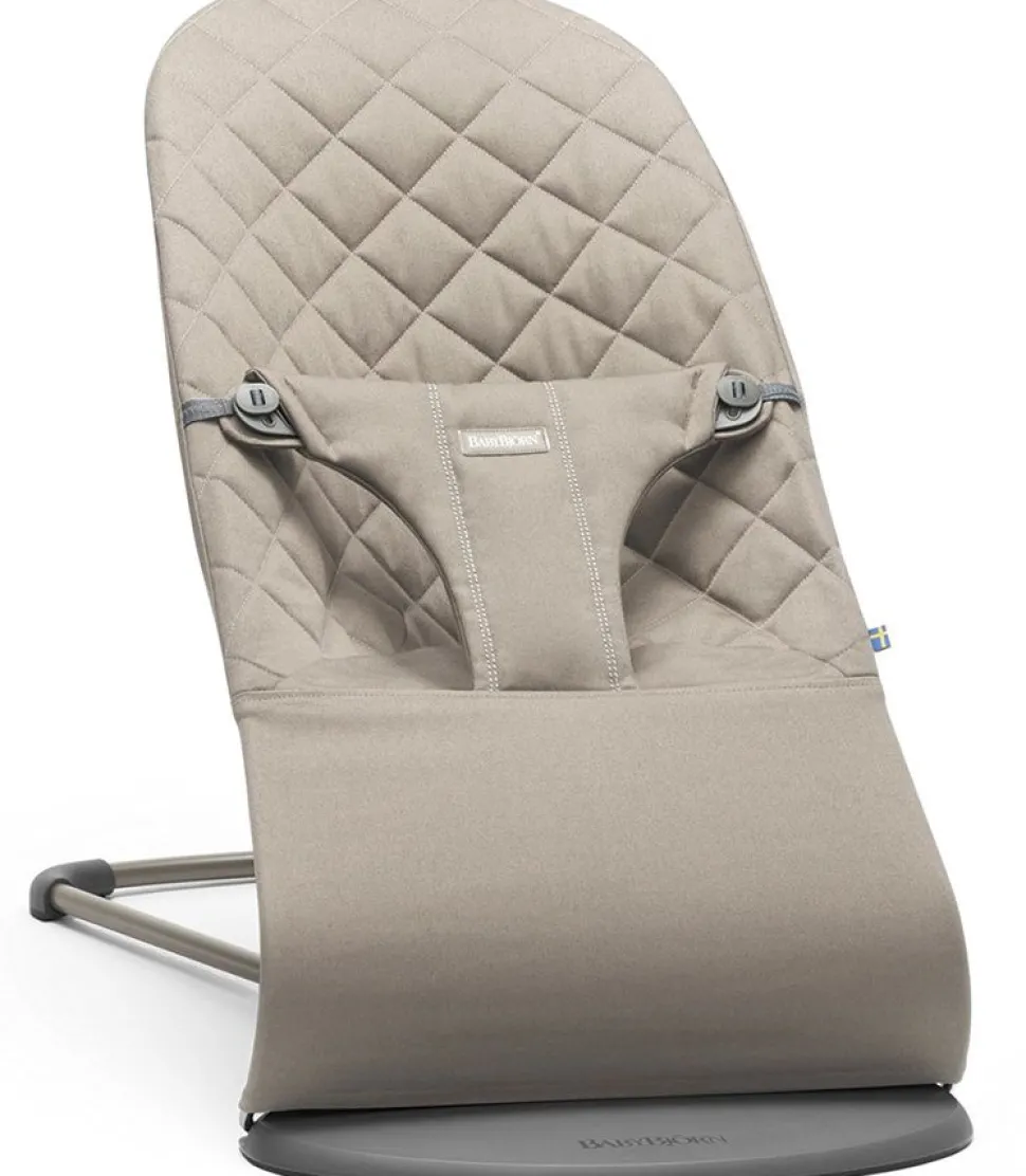 BabyBjorn Bouncer Bliss, Dark Gray Frame Classic Quilt Cotton Sand Gray