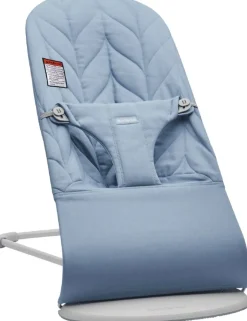 BabyBjorn Bouncer Bliss, Light Gray Frame Petal Quilt Cotton Blue