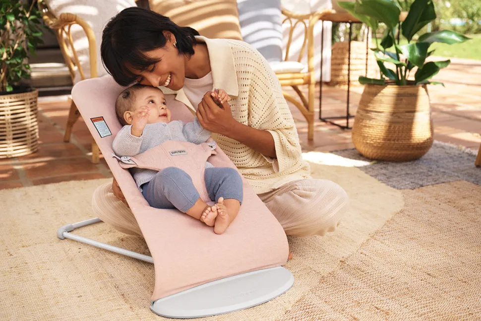 BabyBjorn Bouncer Bliss, Light Gray Frame Woven Melange, Light Pink