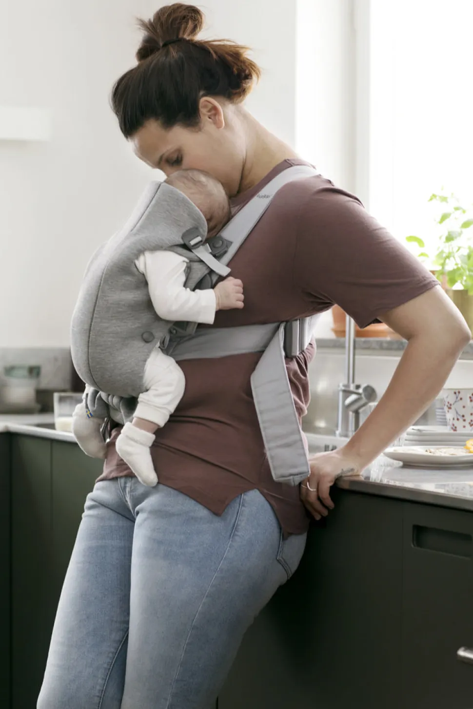 BabyBjörn Baby Carrier Mini 3D Jersey, Light Gray