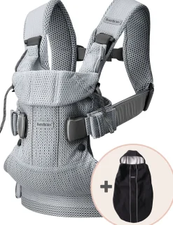 BabyBjörn Baby Carrier One Air, 3D Mesh + Cover Bundle - Silver / Black