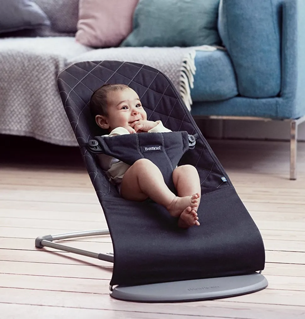 BabyBjörn Bouncer Bliss, Dark Gray Frame Classic Quilt Cotton Black