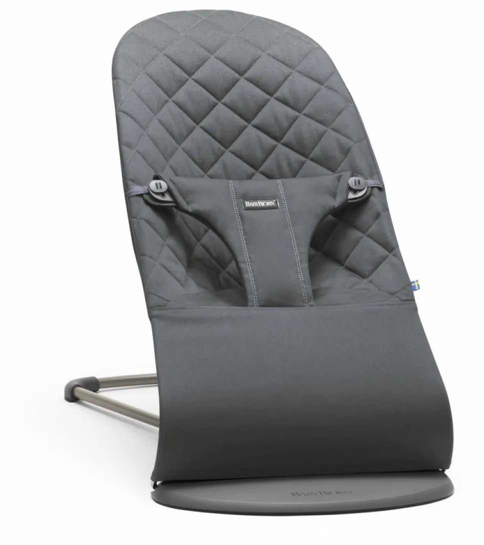 BabyBjörn Bouncer Bliss, Dark Gray Frame Classic Quilt Cotton Anthracite