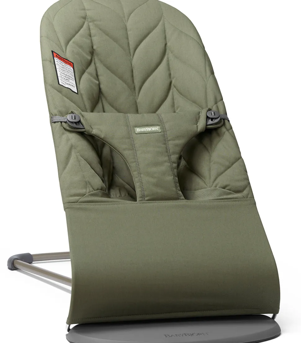 BabyBjörn Bouncer Bliss, Dark Gray Frame Petal Quilt Woven Dark Green