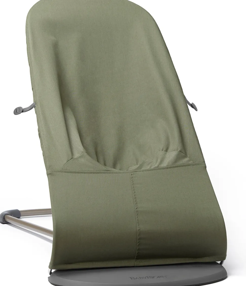 BabyBjörn Bouncer Bliss, Dark Gray Frame Petal Quilt Woven Dark Green